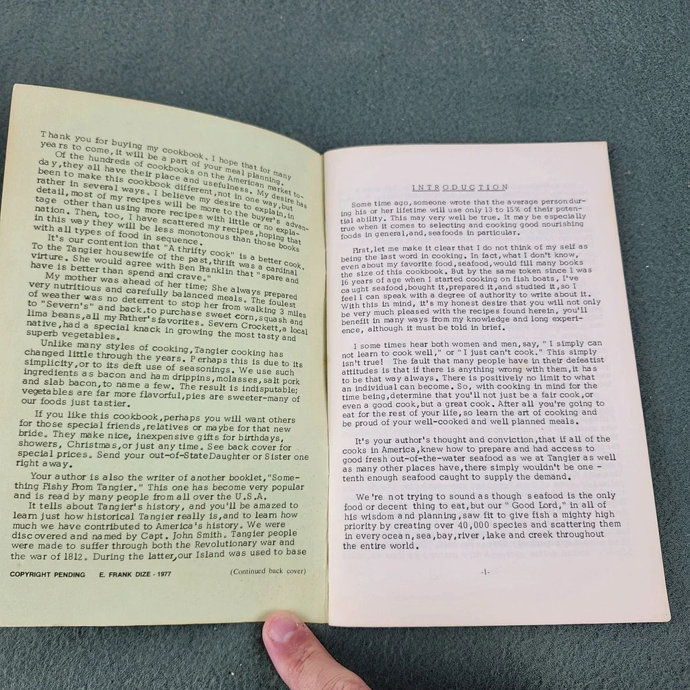 20 Fathoms Cook Book Tangier Style Frank Dize Paperback Cookbook Chesapeake 1977
